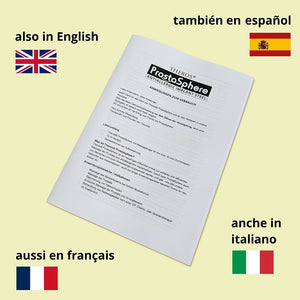 Informations d'utilisation de l’appareil de massage ProstaSphere Theros® pour le massage prostatique en allemand, anglais, espagnol et italien.