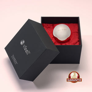 Viball VB45 : boule de Geisha médicale de 45 mm en acier inoxydable anti-allergique pour femmes et hommes dans une boîte noire sur velours rouge. Dispositif médical. Button: garantie 3 ans.