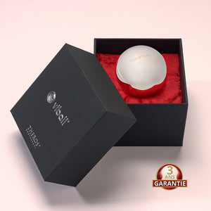Viball VB55 : boule de Geisha médicale de 55 mm en acier inoxydable anti-allergique pour femmes et hommes dans une boîte noire sur velours rouge. Dispositif médical. Button: garantie 3 ans.