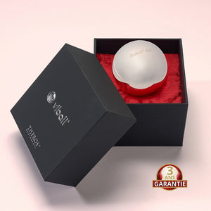 Viball VB60 : boules de Geisha médicales de 60 mm en acier inoxydable anti-allergique pour femmes et hommes dans une boîte noire sur velours rouge. Dispositif médical. Button: garantie 3 ans.