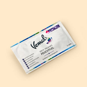 10 ml Tütchen Antiallergenes Gleigel Feuchtgel Vemal beiger Hintergrund