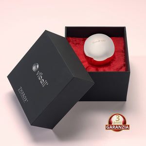 Viball VB50: pallina vaginale medica da 50 mm in acciaio inox anallergico per donne e uomini in una scatola nera su velluto rosso. Dispositivo medico. Pulsante: 3 anni di garanzia.