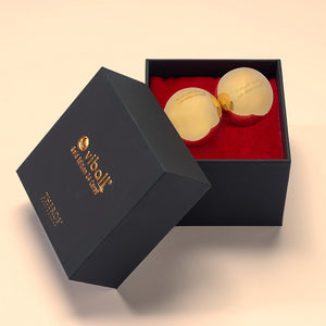 Viball Gold Edition 24 Carat, 40 mm als Paar, von Hand vergoldete medizinische Liebeskugel für Frauen und Männer in schwarzer Schachtel