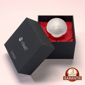 Viball VB55 Light: 55 mm große medizinische Liebeskugel  aus antiallergenem Edelstahl für Frauen und Männer in einer schwarzen Box auf rotem Samt. Button: 3 Jahre Garantie.
