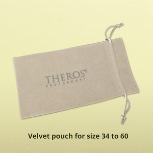 Grey-beige velvet pouch with logo “Theros® Erotherapy” for Theros® FMS dilators in sizes 34 to 60